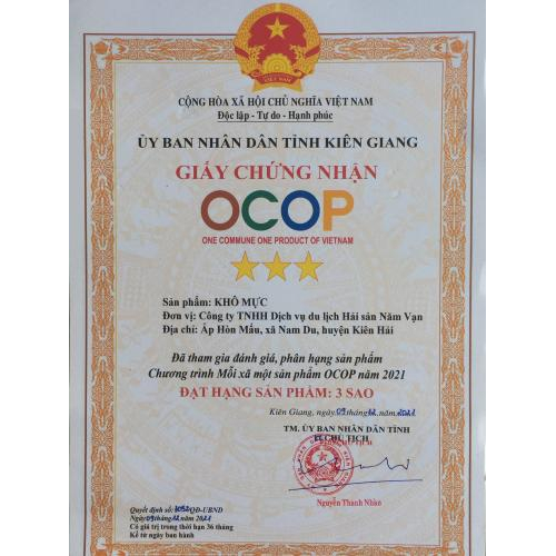 Chứng nhận OCOP khô mực