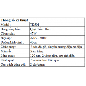 Quạt Đảo Trần Yanfan TD501