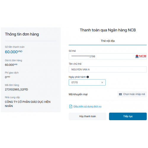 Hướng dẫn thanh toán VNPAY