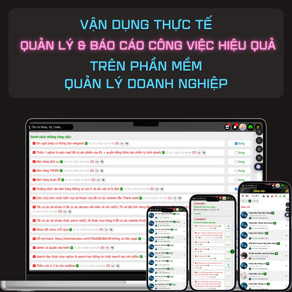 Vận Dụng Thực Tế Quản Lý & Báo Cáo Công Việc Hiệu Quả Trên Phần Mềm Quản Lý Doanh Nghiệp