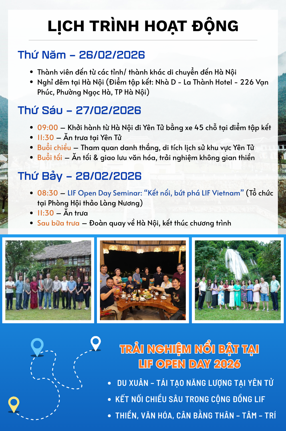 Lịch trình hoạt động