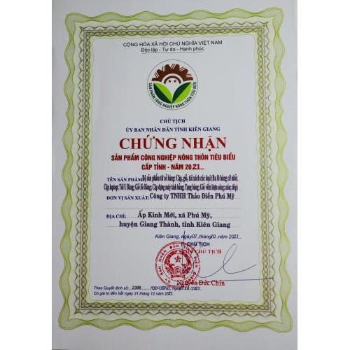 CHỨNG NHẬN SẢN PHẨM OCOP 4 SAO - SẢN PHẨM CÔNG NGHIỆP NÔNG THÔN TIÊU BIỂU CHO 12 SẢN PHẨM TỪ CỎ BÀNG