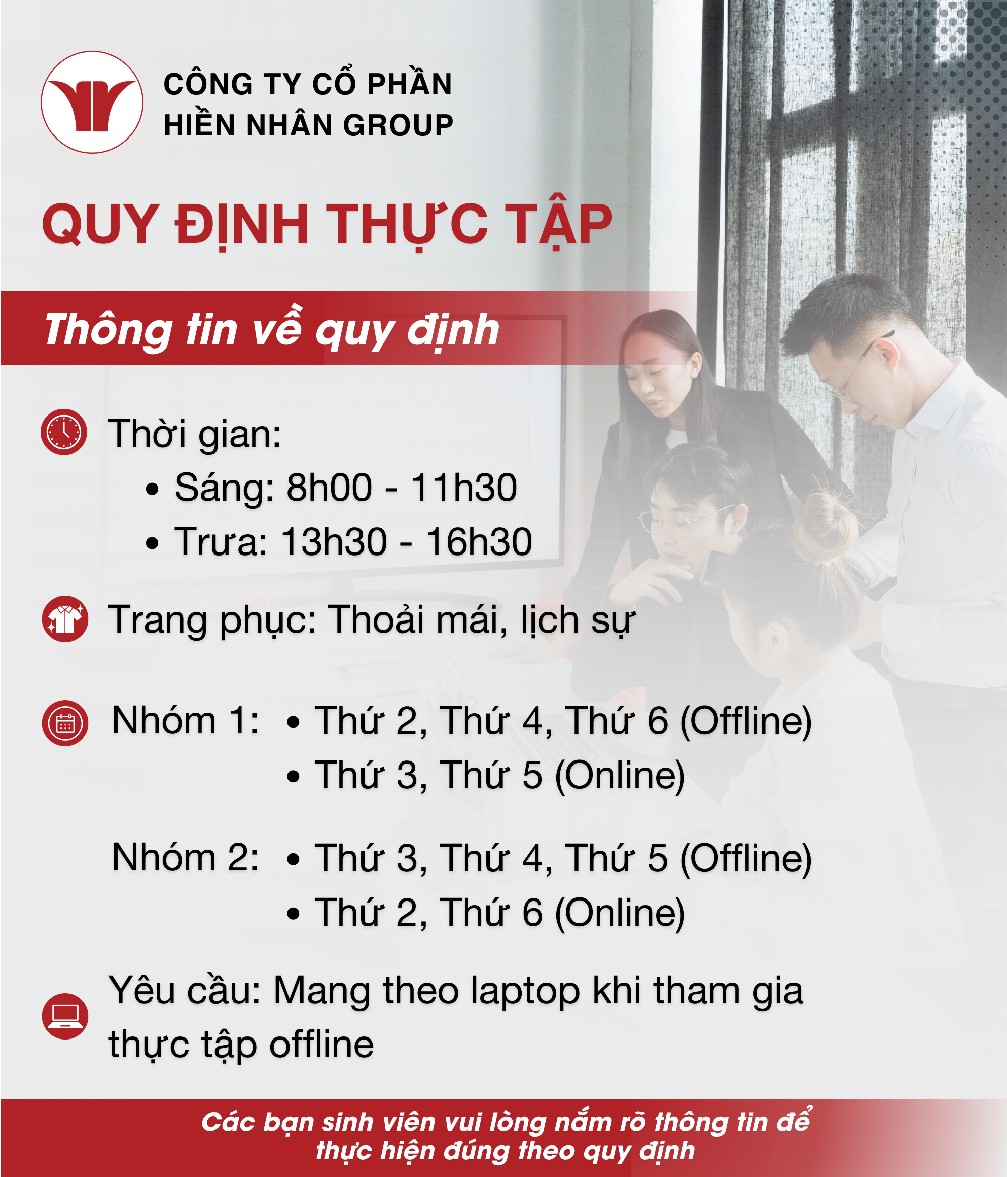Quy định khi tham gia thực tập