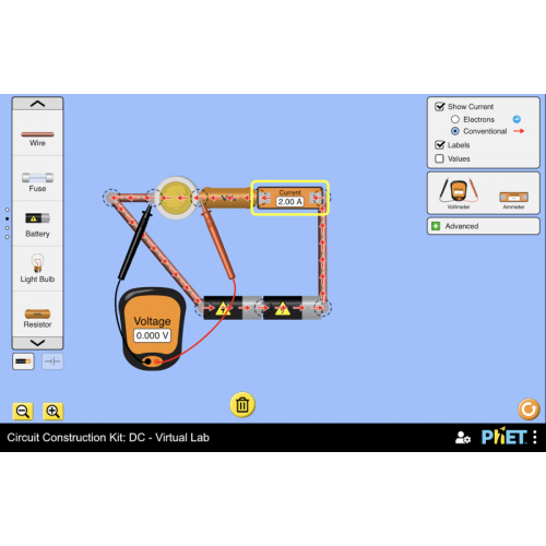 (Mô phỏng) Vật lý: Circuit Construction Kit: DC - Virtual Lab (Bộ công cụ xây dựng mạch: DC - Phòng thí nghiệm ảo)