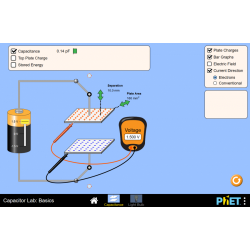 (Mô phỏng) Vật lý: Capacitor Lab: Basics (Phòng thí nghiệm tụ điện: Khái niệm cơ bản)