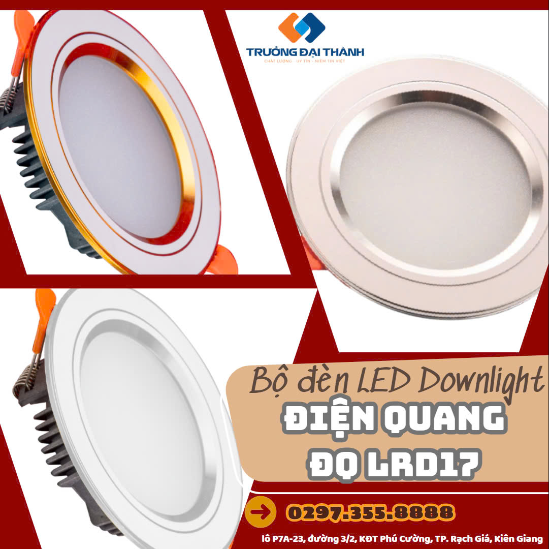 Bộ đèn LED Downlight Điện Quang ĐQ LRD17 (078CS/098CS đổi màu Ø90 bầu nhôm kín)