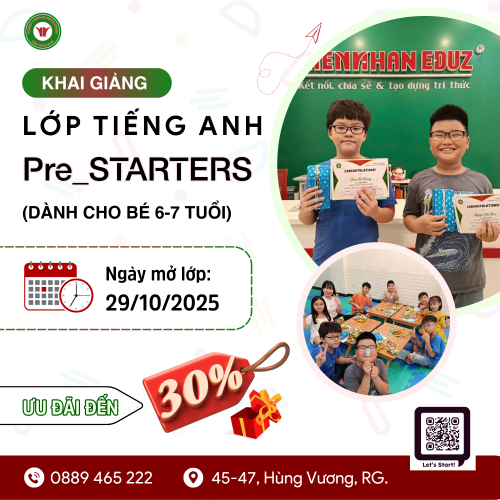 Chiêu Sinh Lớp Tiếng Anh Pre-Starters