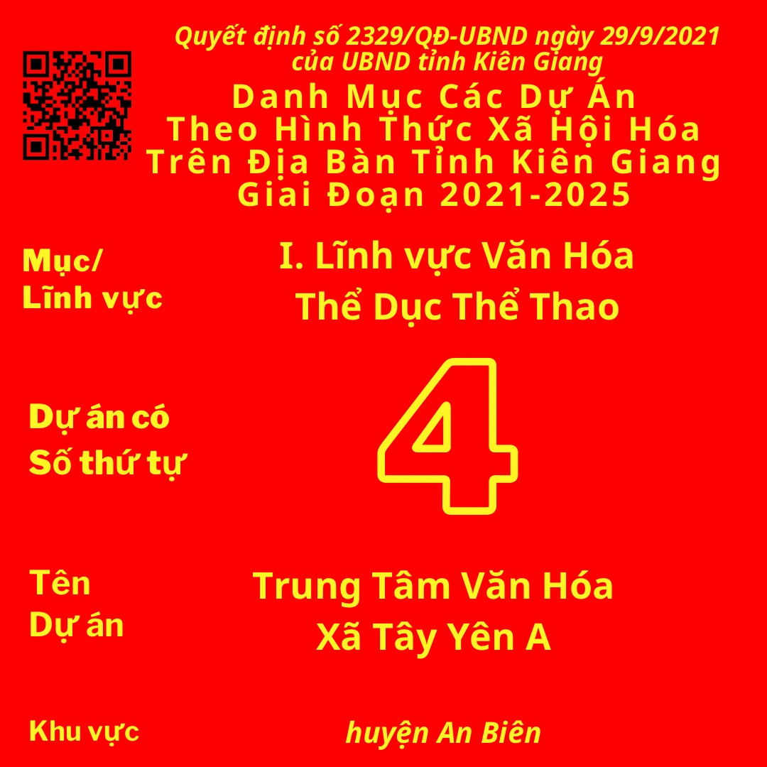 Dự Án Có Số TT 4: Trung Tâm Văn Hóa Xã Tây Yên A