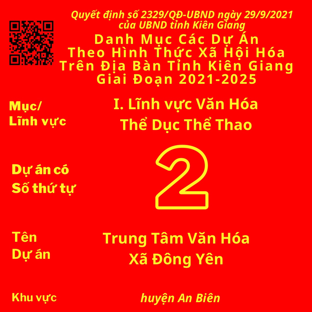 Dự Án Có Số TT 2: Trung Tâm Văn Hóa Xã Đông Yên