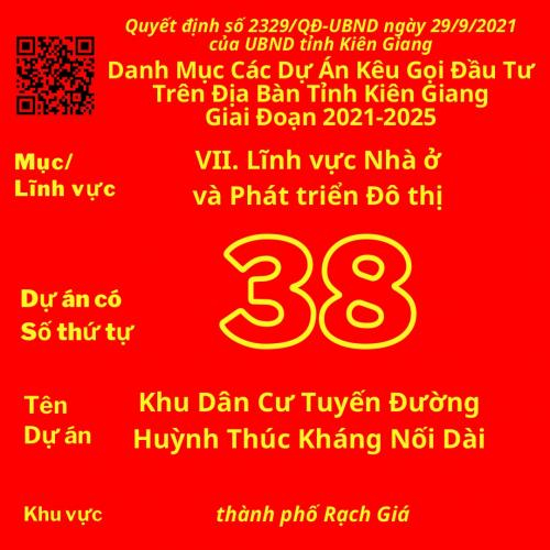 Dự Án Có Số TT 38: Khu Dân Cư Tuyến Đường Huỳnh Thúc Kháng Nối Dài