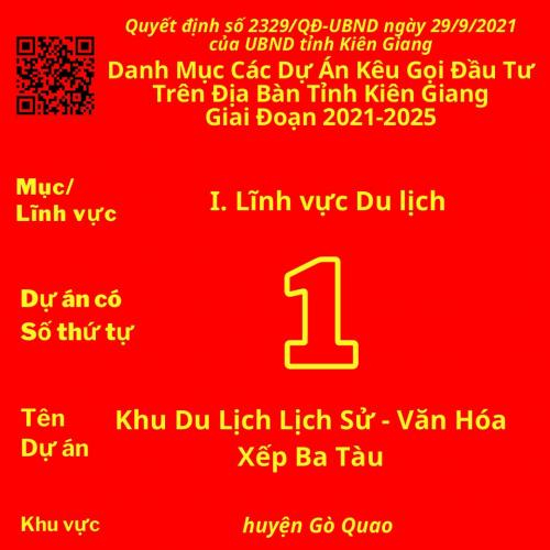 Dự Án Có Số TT 1: Khu Du Lịch Lịch Sử - Văn Hóa Xếp Ba Tàu