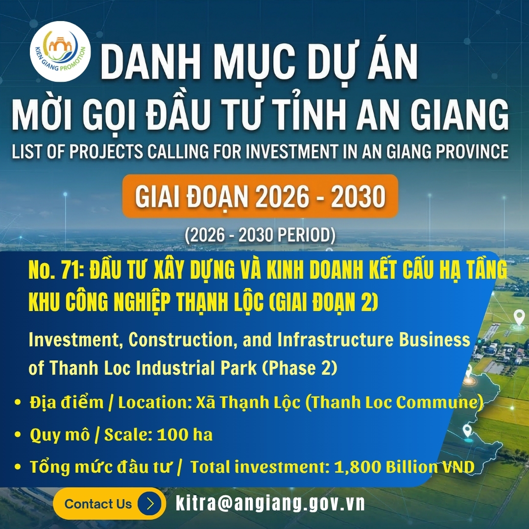 No. 71: Đầu Tư Xây Dựng Và Kinh Doanh Kết Cấu Hạ Tầng Khu Công Nghiệp Thạnh Lộc (Giai Đoạn 2)