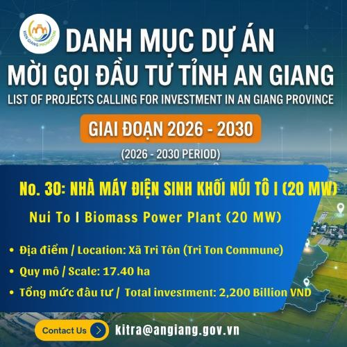 No. 30: Nhà Máy Điện Sinh Khối Núi Tô I (20 MW) | Đầu Tư An Giang 2026–2030
