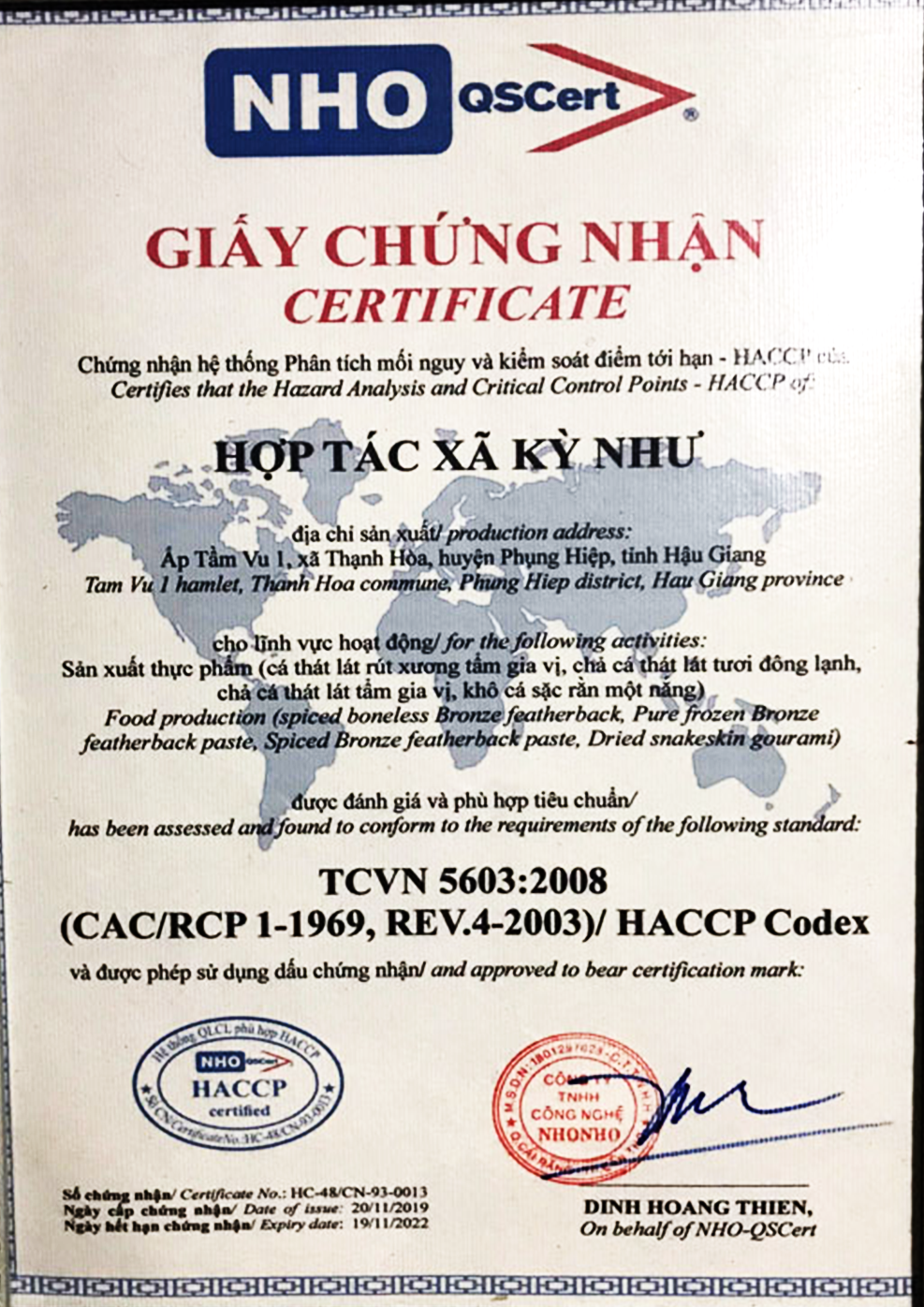 Giấy chứng nhận HACCP