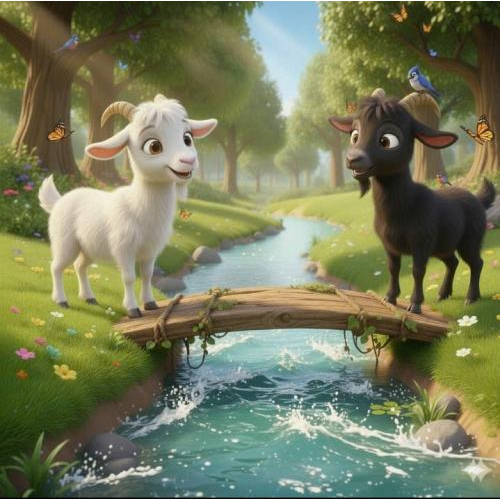 Hai con dê qua cầu